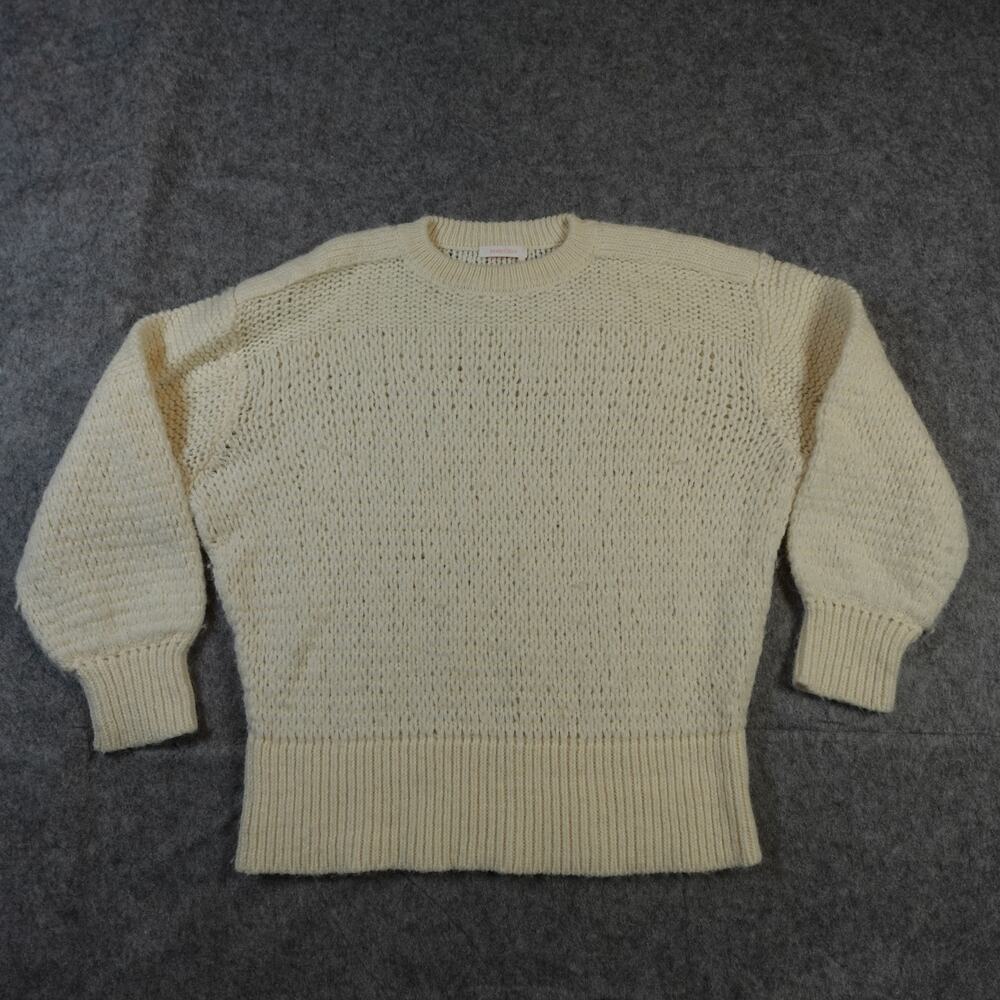 See by Chloe Sweater Womens Medium Alpaca Knit Crew Neck Balloon Sleeve Ivory